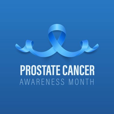 Prostat Kanser Banner, Kart, Mavi Arkaplanda 3 boyutlu Gerçekçi Mavi Kurdele. Prostat Kanseri Farkındalığı Ay Sembol Kapanışı, Eylül. Dünya Prostat Kanser Günü Konsepti.