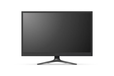 Vektör 3d Gerçekçi Modern TV Ekranı. Minimalist Stylish Lcd Paneli, Led TV Frame. Mockup için Büyük Bilgisayar Monitörü Görünüm Tasarımı. Boş Televizyon Şablonu. Katalog, Web Sitesi Konsepti. Ön Görünüm.