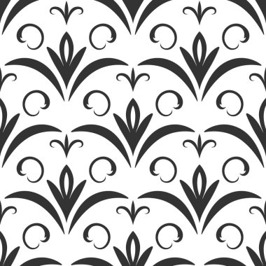 Dekoratif Filigran Süsleri ile Kusursuz Şekil Vektörü. Klasik Retro Tasarım Elemanı. Siyah ve Beyaz Filigran, Dekoratif Desen.