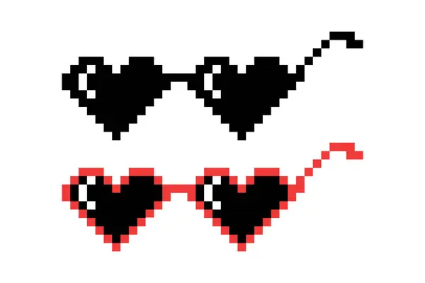 矢量Pixel Boss眼镜图标设置为8位复古风格 夏季迷因游戏Thug设计 黑手党Gangster Funky太阳镜 饶舌音乐设计元素 图库矢量图片