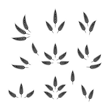 Düz Vektör Tarım Simgesi İzole edilmiş, Organik Buğday, Pirinç Kulak. Ekmek, Bira Logosu, Paketleme, Etiketler için Tasarım Şablonu.