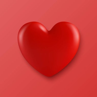 Vektör 3d Gerçekçi Kalp Şekli İzole edildi. Sevgililer Günü için Romantik Kırmızı Parlak Kalp Şekli. Tasarım ve Dekorasyon Şablonu.