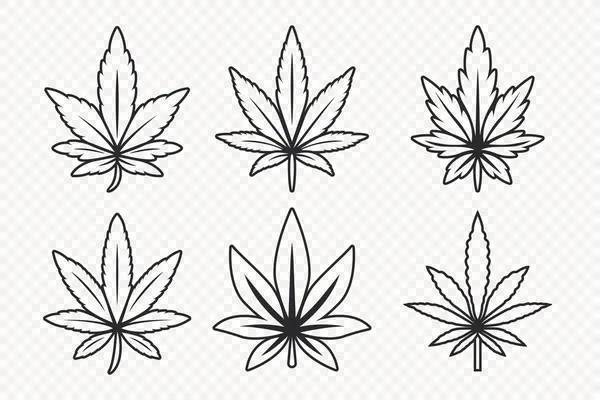 Cannabis Lämna Ikonen Hampa Cannabis Leaf Silhouette Flat Ikon Närbild Stockillustration