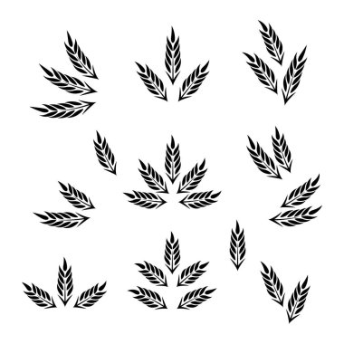 Düz Vektör Tarım Buğday Simgesi Kümesi izole edildi. Organik Buğday ve Pirinç Kulak. Ekmek, Bira Logosu, Tarım Etiketleri, Organik Üretim ve Gıda Endüstrisi Konsepti için Tasarım Şablonu.