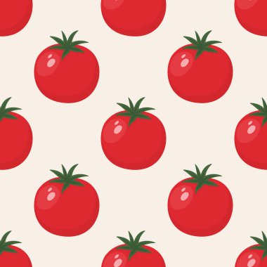 Beyaz Arkaplanda Taze Domatesli Düz Vektör Deseni. Tüm Domatesler Yazdır.