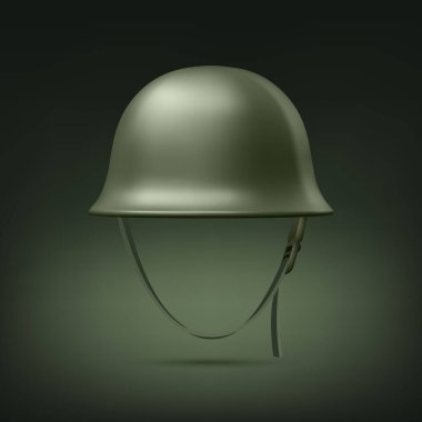 Vektör 3d Gerçekçi Yeşil Askeri Koruyucu Miğfer Kapatma izole edildi. Miğfer, Ordu Savunma ve Koruma Sembolü. Askeri, Savunma ve Güvenlik İçin Asker Miğferi Tasarım Şablonu.