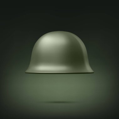 Vektör 3d Gerçekçi Yeşil Askeri Asker Koruyucu Miğfer Kapatma tecrit edildi. Miğfer, Ordu Savunma ve Koruma Sembolü. Askeri, Savunma ve Güvenlik İçin Asker Miğferi Tasarım Şablonu.