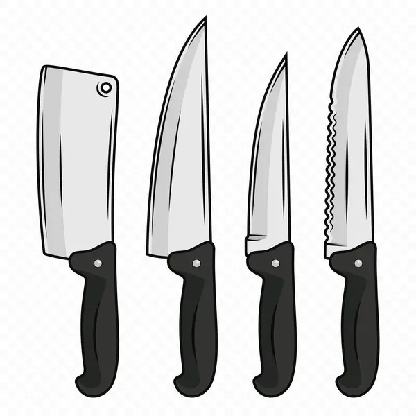 Vector Küchenmesser Icon Set Isoliert Verschiedene Küchenmesser Design Vorlagen Chef — Stockvektor