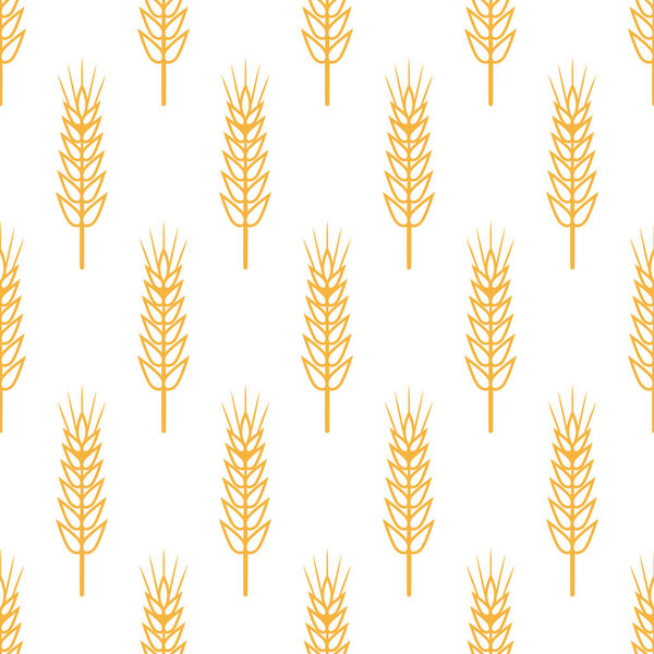 Vector Seamless Pattern with Agriculture Wheat, Cereal Ears. Organic Wheat, Rice Ears. Grain Ear Design Template for Bread, Beer Packaging, Farming, Organic Food Concept.