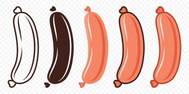 Flat Vector Sausage Icon Set. Cartoon Sausage Icon, Isolated. clipart
