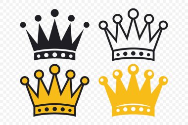 Taçlar. Vektör Crown Simgesi Ayarlandı. Kraliyet Sembolleri Koleksiyonu.