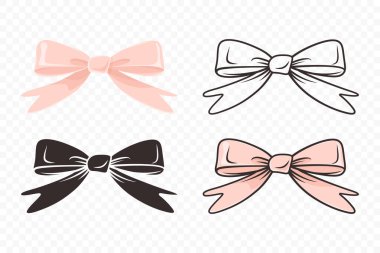 Şirin Düz Vektör Çizgi Film Yayı, Hediye Yay Tasarım Şablonu. Dekoratif Yay Simgesi, Vektör İllüstrasyonu.