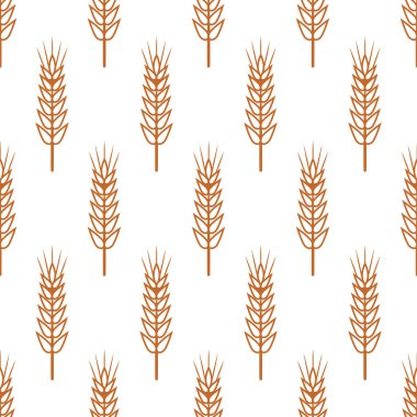 Tarım buğdaylı, mısır gevreği kulaklı vektör kusursuz desen. Organik buğday, pirinç kulak. Ekmek, bira ambalajı, tarım, organik gıda konsepti için tahıl tasarım şablonu.