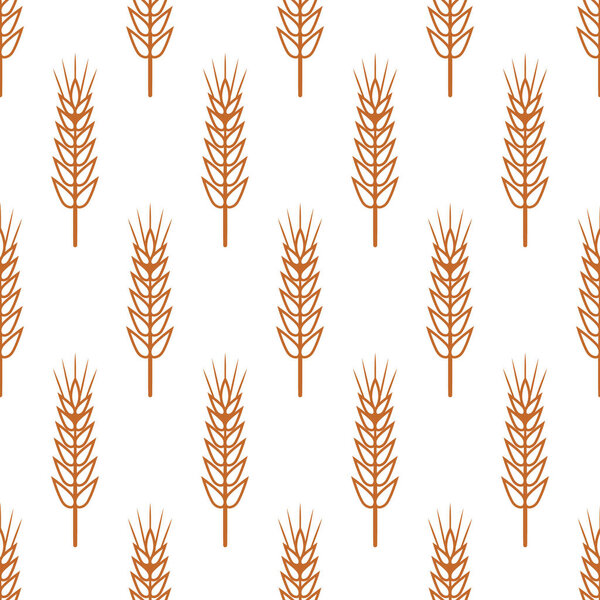 Vector Seamless Pattern with Agriculture Wheat, Cereal Ears. Organic Wheat, Rice Ears. Grain Ear Design Template for Bread, Beer Packaging, Farming, Organic Food Concept.