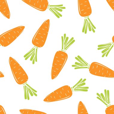 Beyaz Arkaplanda Vektör Kusursuz Şirin Çizgi Film Havuçları. Taze Turuncu Havuç İzi. Sağlıklı Yeme Konsepti.
