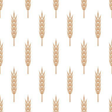 Tarım buğdaylı, mısır gevreği kulaklı vektör kusursuz desen. Organik buğday, pirinç kulak. Ekmek, bira ambalajı, tarım, organik gıda konsepti için tahıl tasarım şablonu.