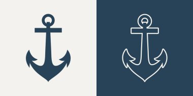 Vektör Sunucuları. Sunucu Silueti Simgesi Ayarlandı. Outline ile dayanak noktası. Çapa Tasarım Şablonu. Vektör İllüstrasyonu.