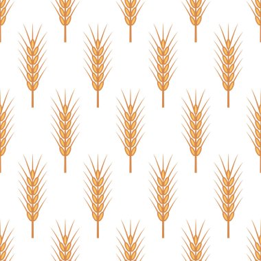 Tarım buğdaylı, mısır gevreği kulaklı vektör kusursuz desen. Organik buğday, pirinç kulak. Ekmek, bira ambalajı, tarım, organik gıda konsepti için tahıl tasarım şablonu.