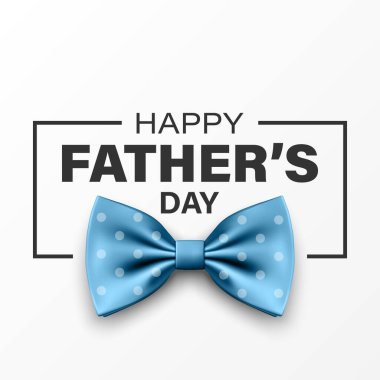 Babalar Günü Tasarımı için Vektör Papyon. 3d Gerçekçi İpek Mavi Fiyonk Kravatı. Parlak papyon, kravatlı beyefendi. Babalar Günü Tatil Konsepti. Tebrik kartı, davetiye, poster için tasarım şablonu.