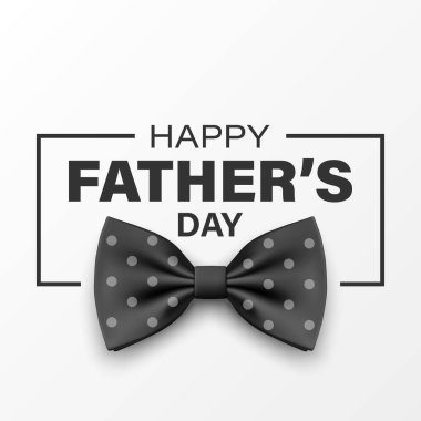 Babalar Günü Tasarımı için Vektör Papyon. 3D Gerçekçi İpek Siyah Yay Kravat. Parlak papyon, kravatlı beyefendi. Babalar Günü Tatil Konsepti. Tebrik kartı, davetiye, poster için tasarım şablonu.