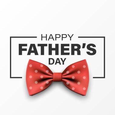 Babalar Günü Tasarımı için Vektör Papyon. 3D Gerçekçi İpek Kırmızı Papyon. Parlak papyon, kravatlı beyefendi. Babalar Günü Tatil Konsepti. Tebrik kartı, davetiye, poster için tasarım şablonu.