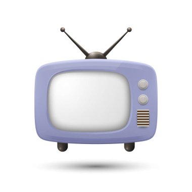 Vektör 3D Gerçekçi Retro TV Set Simgesi. Retro TV Web, Uygulama, Logo, UI Sembolü. Retro TV Tasarım Şablonu, Clipart, Markalaşma İllüstrasyonu.