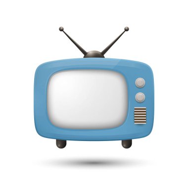 Vektör 3D Gerçekçi Retro TV Set Simgesi. Retro TV Web, Uygulama, Logo, UI Sembolü. Retro TV Tasarım Şablonu, Clipart, Markalaşma İllüstrasyonu.