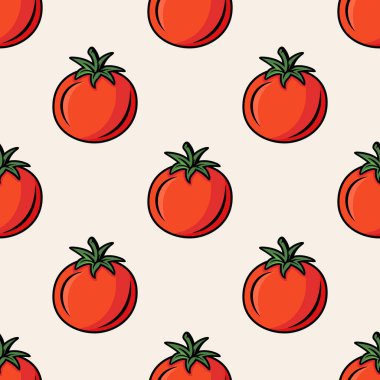 Beyaz Arkaplanda Kırmızı Domatesli Kusursuz Şekil. Tekstil için taze domates baskısı, kağıt.