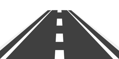 Düz Peyzaj Tasarımı. Manzaralı Karikatür Karayolu, Doğa Arkaplanı. Sevimli Açık Hava Sahnesi Yol, Otoyol, Pist, Ön Manzara. Vektör İllüstrasyonu.