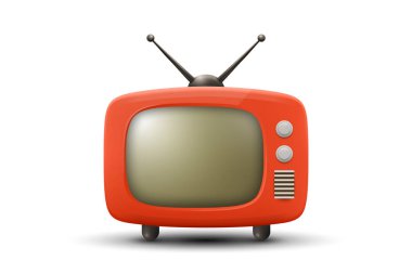 Vektör 3D Gerçekçi Retro TV Set Simgesi. Retro TV Web, Uygulama, Logo, UI Sembolü. Retro TV Tasarım Şablonu, Clipart, Markalaşma İllüstrasyonu.