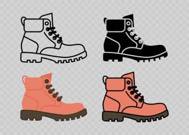 Düz Vektör Doğrusal Erkek ve Kadın Bilek Çizmeleri Simgesi Ayırıldı. Çizmeler, Ayakkabı Rengi Sembol Seti, Tasarım Şablonu, Clipart. Vektör İllüstrasyonu.