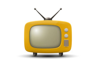 Vektör 3D Gerçekçi Retro TV Set Simgesi. Retro TV Web, Uygulama, Logo, UI Sembolü. Retro TV Tasarım Şablonu, Clipart, Markalaşma İllüstrasyonu.