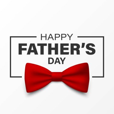 Babalar Günü Tasarımı için Vektör Papyon. 3D Gerçekçi İpek Kırmızı Papyon. Parlak papyon, kravatlı beyefendi. Babalar Günü Tatil Konsepti. Tebrik kartı, davetiye, poster için tasarım şablonu.