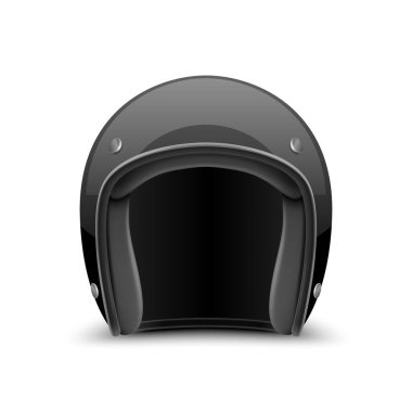 Vektör 3d Gerçekçi Boş Beyaz Parlak Klasik Klasik Klasik Klasik Açık Yüzlü Motosiklet Kaskı Mockup Şablonu. Ön Manzara. Motosiklet Başlığı Simgesi, Kapalı, İzole.