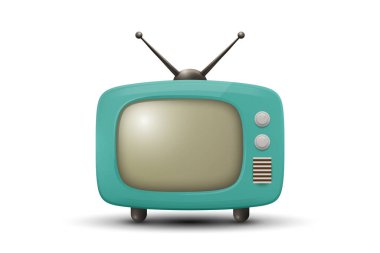 Vektör 3D Gerçekçi Retro TV Set Simgesi. Retro TV Web, Uygulama, Logo, UI Sembolü. Retro TV Tasarım Şablonu, Clipart, Markalaşma İllüstrasyonu.