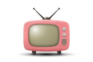 Vektör 3D Gerçekçi Retro TV Set Simgesi. Retro TV Web, Uygulama, Logo, UI Sembolü. Retro TV Tasarım Şablonu, Clipart, Markalaşma İllüstrasyonu.