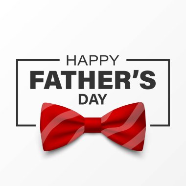 Babalar Günü Tasarımı için Vektör Papyon. 3D Gerçekçi İpek Kırmızı Papyon. Parlak papyon, kravatlı beyefendi. Babalar Günü Tatil Konsepti. Tebrik kartı, davetiye, poster için tasarım şablonu.