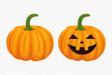 Oyma Yüzlü Vektör Kabak Koleksiyonu. Düz Renkli Balkabağı Çıkartmaları Seti. Cadılar Bayramı, Sonbahar ve Hasat için Şablonlar Tasarım. Şirin ve Eğlenceli Basit Balkabağı Çizimleri.