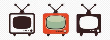 Retro TV seti. Vector Vintage Televizyon Koleksiyonu. Eski TV ikon paketi. Retro, Vintage TV, Classic, Antique TV, Old Television, Vector Illustration. Retro Elektronik, Vintage Ekran.