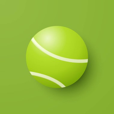 Vektör 3d Tenis Topu Simgesi Yeşil Arkaplan Yakın plan 'da. Tenis Topu Tasarım Şablonu, Spor Kavramları, Reklam Reklamları, Tenis Etkinliği Grafikleri. Spor Arkaplanı.