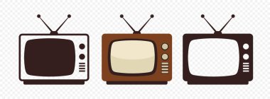 Retro TV seti. Vector Vintage Televizyon Koleksiyonu. Eski TV ikon paketi. Retro, Vintage TV, Classic, Antique TV, Old Television, Vector Illustration. Retro Elektronik, Vintage Ekran.