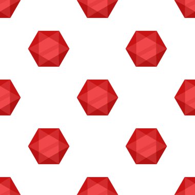 Kusursuz Kırmızı Elmas desenli. Düz Çizgi Film Vektörü Lüks Gemstone Arkaplanı. Parlak Yakut Kristal Yapısı, Kıymetli Taş Tasarımı. Mücevher dekoru, Kırmızı Elmas Duvar kağıdı. Parlak Elmas Deseni.