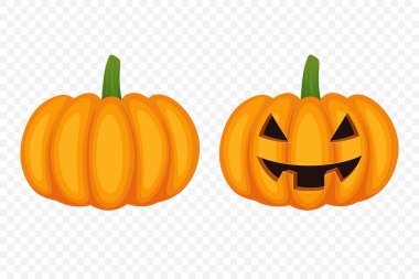 Oyma Yüzlü Vektör Kabak Koleksiyonu. Düz Renkli Balkabağı Çıkartmaları Seti. Cadılar Bayramı, Sonbahar ve Hasat için Şablonlar Tasarım. Şirin ve Eğlenceli Basit Balkabağı Çizimleri.