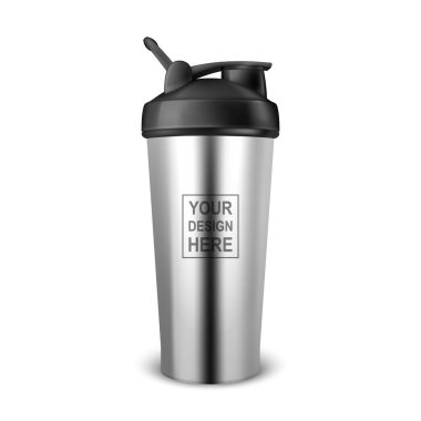 Vektör 3d Gerçekçi Titreşimli Şişe Modeli. Marka ve Özel Tasarım İçin Gerçekçi Protein Titreştirici Şişe. Ek, Fitness, Jimnastik, Logo, Yazdırma için Spor Sarsıcı Şişe Vektörü İllüstrasyonu.