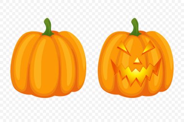 Oyma Yüzlü Vektör Kabak Koleksiyonu. Düz Renkli Balkabağı Çıkartmaları Seti. Cadılar Bayramı, Sonbahar ve Hasat için Şablonlar Tasarım. Şirin ve Eğlenceli Basit Balkabağı Çizimleri.