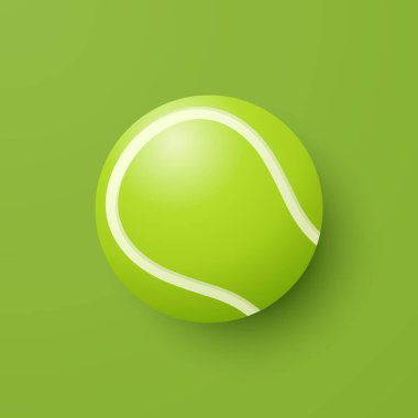 Vektör 3d Tenis Topu Simgesi Yeşil Arkaplan Yakın plan 'da. Tenis Topu Tasarım Şablonu, Spor Kavramları, Reklam Reklamları, Tenis Etkinliği Grafikleri. Spor Arkaplanı.