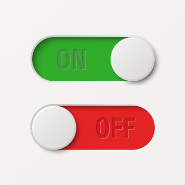 Vektör Beyaz Anahtarı Ayarlandı. Gerçekçi Değiştirme Anahtarı. Kapat düğmesinde, Modern Anahtar Anahtarı Kullanıcı Arayüzü, Uygulama, Web, Ayarlar, Teknoloji. UI Ögesi, Kontrol Paneli.