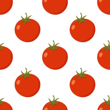 Kusursuz Domates Şablonu, Vektör İllüzyonu. Taze Organik Kırmızı Domatesler Yiyecek, Sağlıklı Vejetaryen ve Vejetaryen Yemekleri, Mutfak Duvar Kağıdı, Çiftlik Malzemeleri, Salata, Tarım Tasarımı.