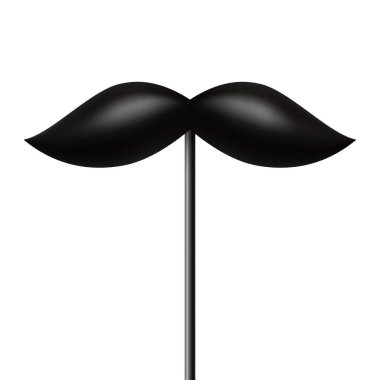 Vektör 3d Gerçekçi Siyah Bıyık Desteği, izole edildi. Parti için Basit Bıyık, Fotoğraf Odası, Maskeli Balo, Kostüm, Komik Karnaval, Kostüm, Hippi Tarzı.