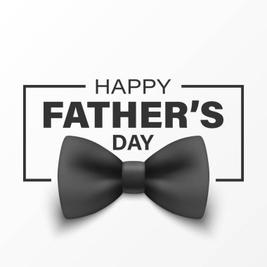 Vektör 3 d. Gerçekçi Babalar Günü 'nde Beyaz Arkaplanda Siyah Papyonlu Kutlama Kartı. Zarif Kutlama Sancağı, Kutlama Posteri, Babalar Günü Etkinliği için Hediye Tasarımı, Bayram Davetiyesi, Bayrak.